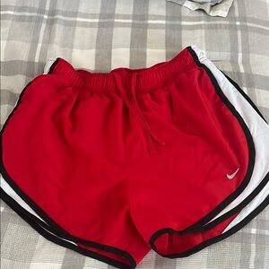 Nike TEMPO Women's Red and White Athletic Shorts